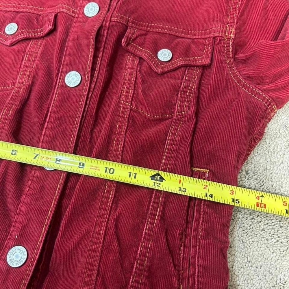 Vintage Y2K '04 GAP Red Corduroy Denim Jacket Cropped Snap Buttons Womens XS - Picture 5 of 8